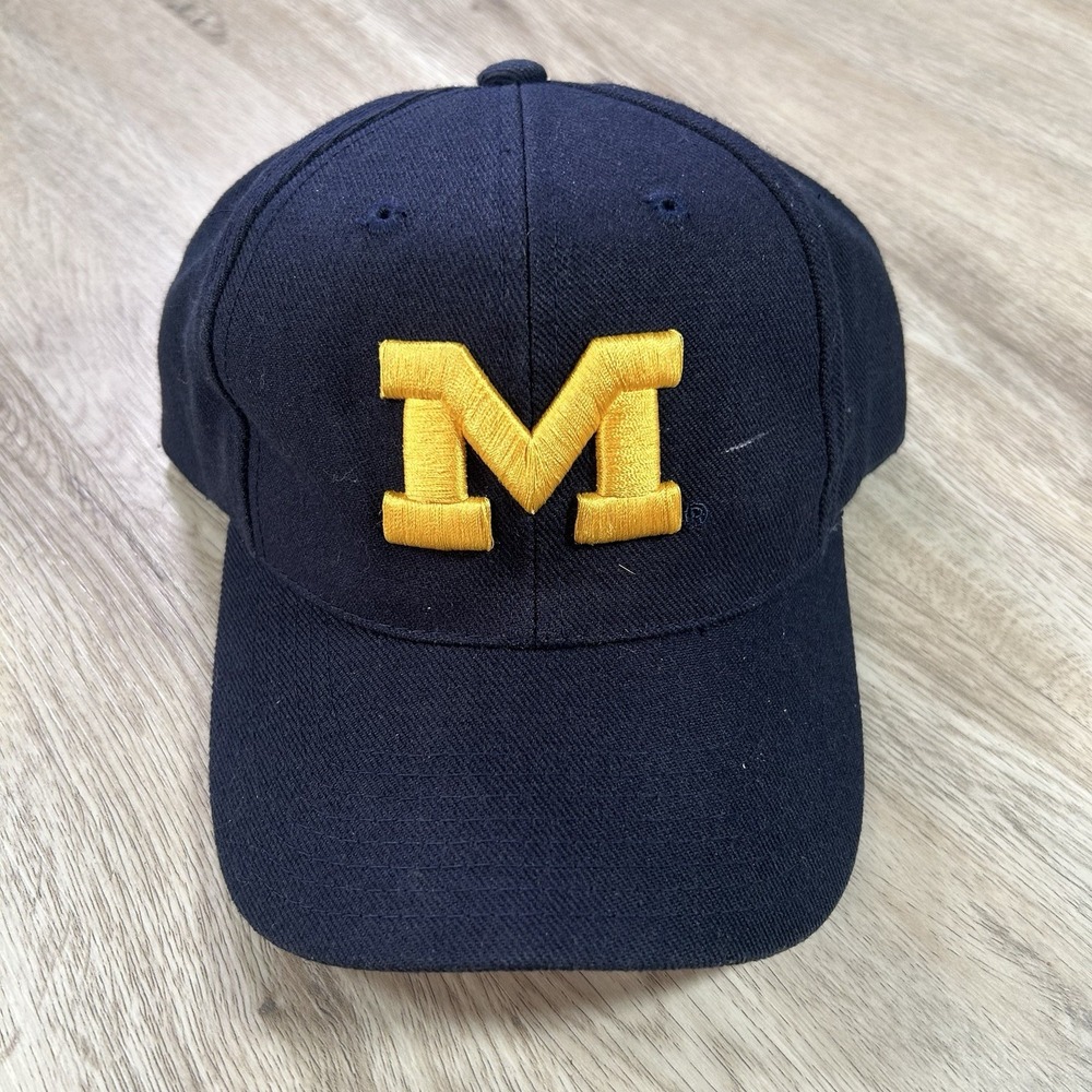 VTG Puma Michigan Wolverines Snapback Hat College NCAA Blue Wool Cap